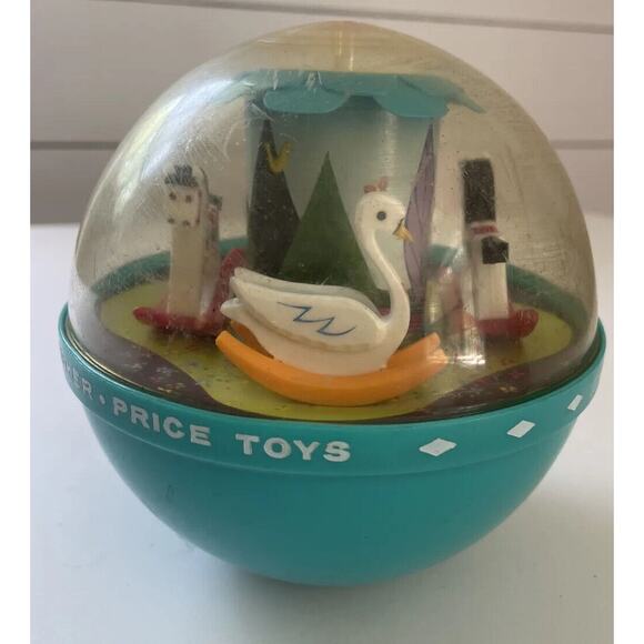 Vintage 1966 Fisher Price Toys Roly Poly Chime Ball Musical Baby Carousel - Picture 3 of 5